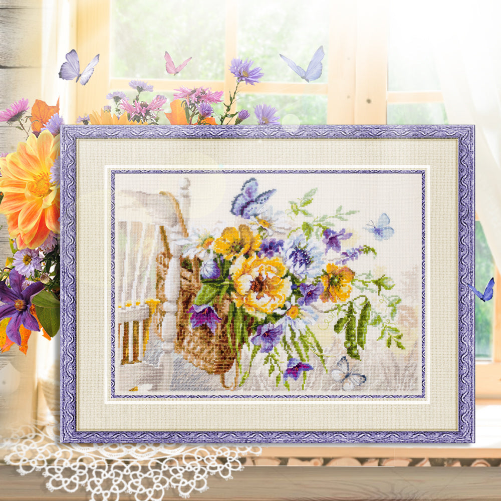 Summer Basket Counted Cross Stitch Kit by Magic Needle Cross