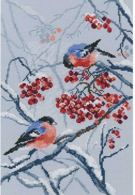 Bullfinches in Rowanberries