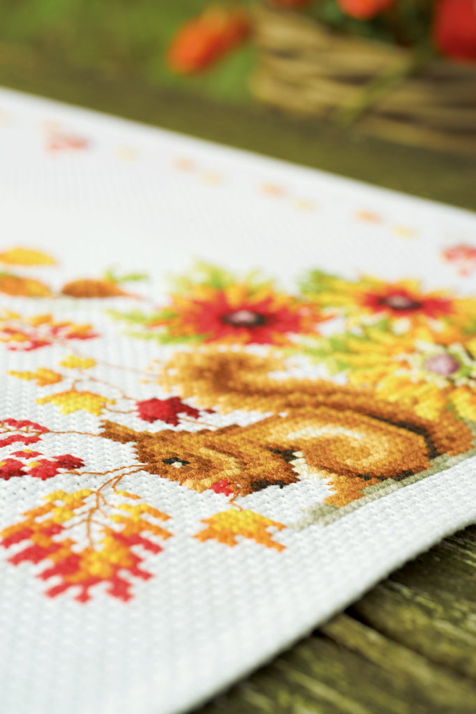 Squirrel in Autumn Table Runner