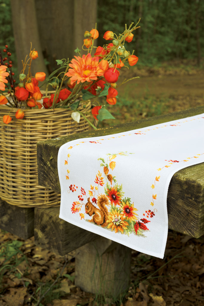 Squirrel in Autumn Table Runner